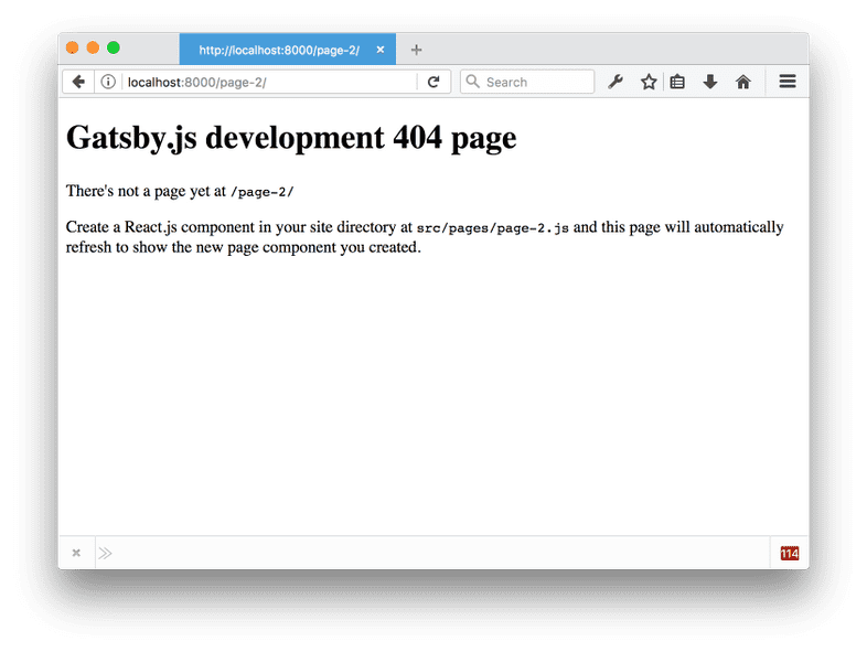 Gatsby.js development 404 page